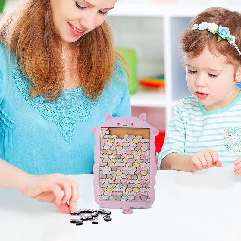 لغز خشبي على شكل قطة بألوان الأغنام 17 قطعة 3x10 4 سم لعبة سفر للأطفال - Image 2